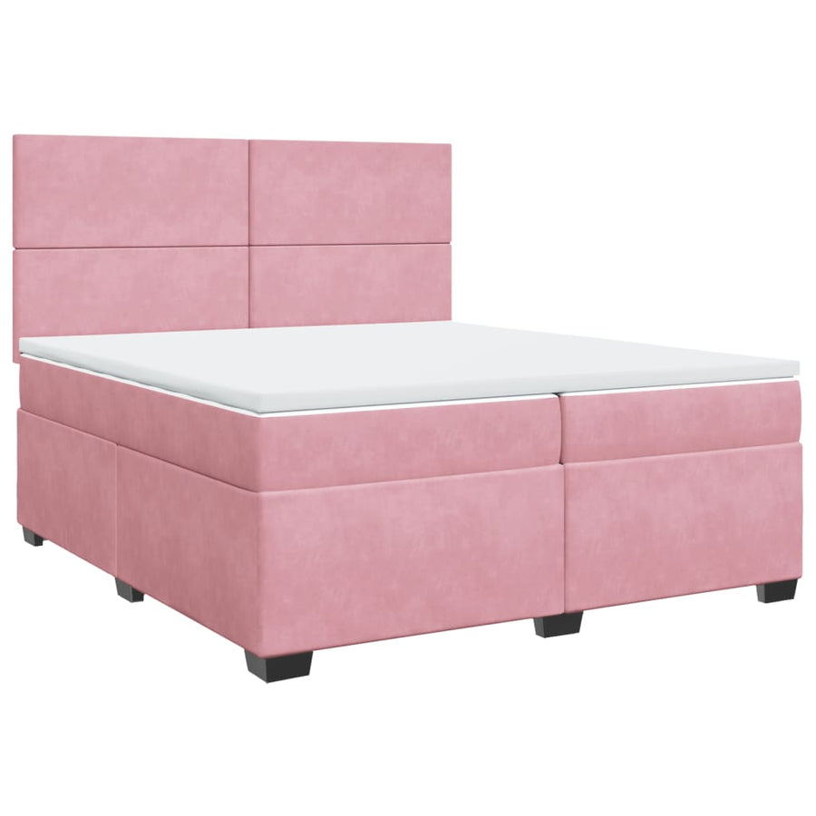 Boxspring met matras fluweel roze 200x200 cm