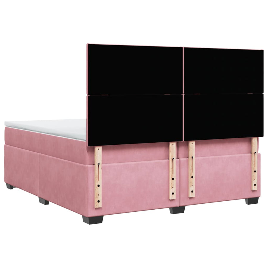 Boxspring met matras fluweel roze 200x200 cm