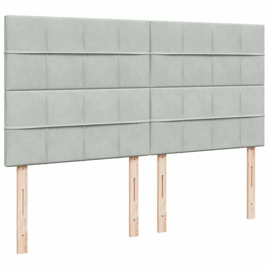 Boxspring met matras fluweel lichtgrijs 200x200 cm