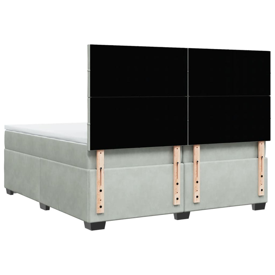 Boxspring met matras fluweel lichtgrijs 200x200 cm