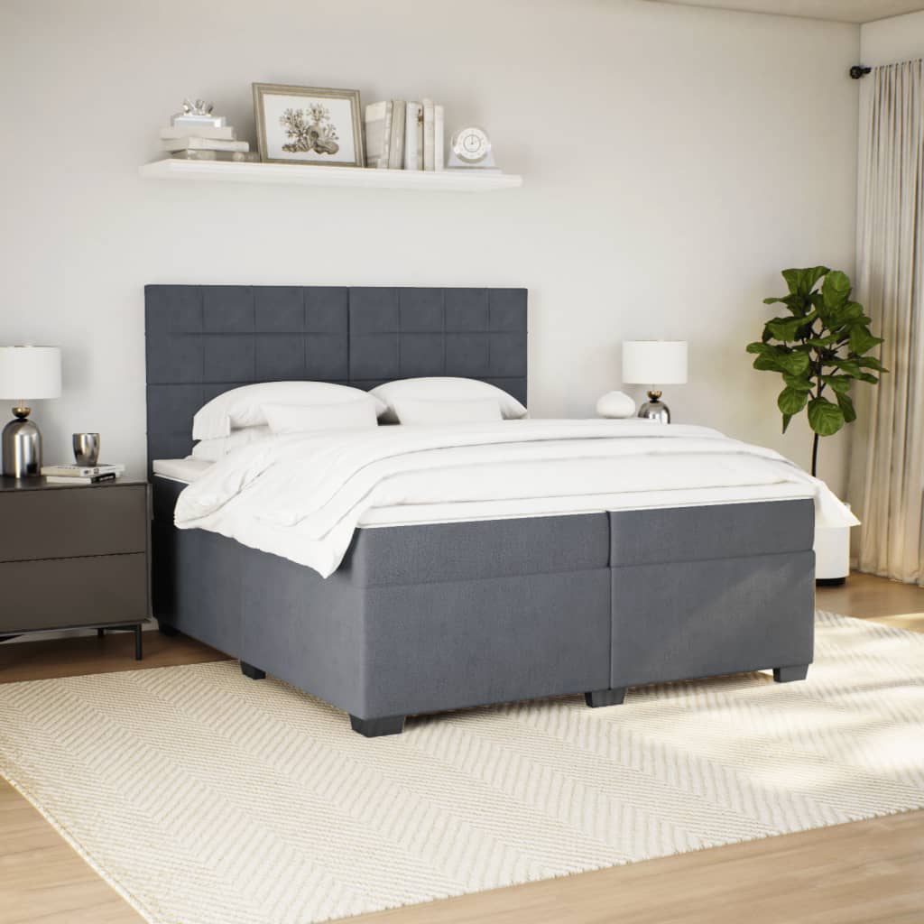 Boxspring met matras fluweel donkergrijs 200x200 cm