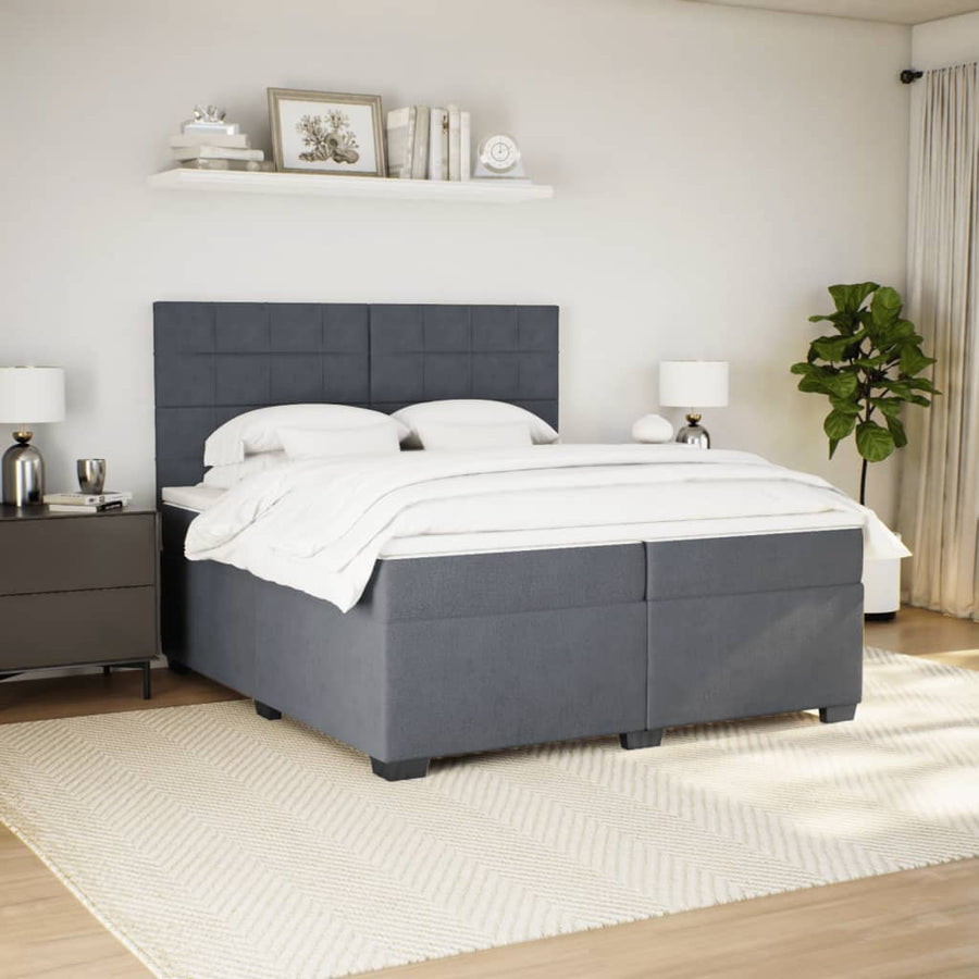 Boxspring met matras fluweel donkergrijs 200x200 cm