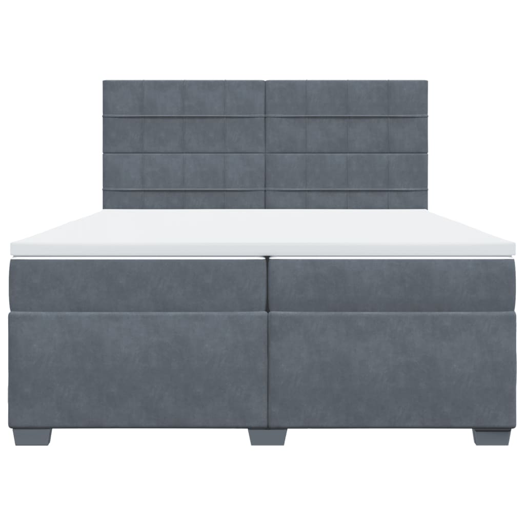 Boxspring met matras fluweel donkergrijs 200x200 cm