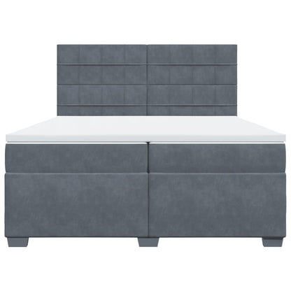 Boxspring met matras fluweel donkergrijs 200x200 cm