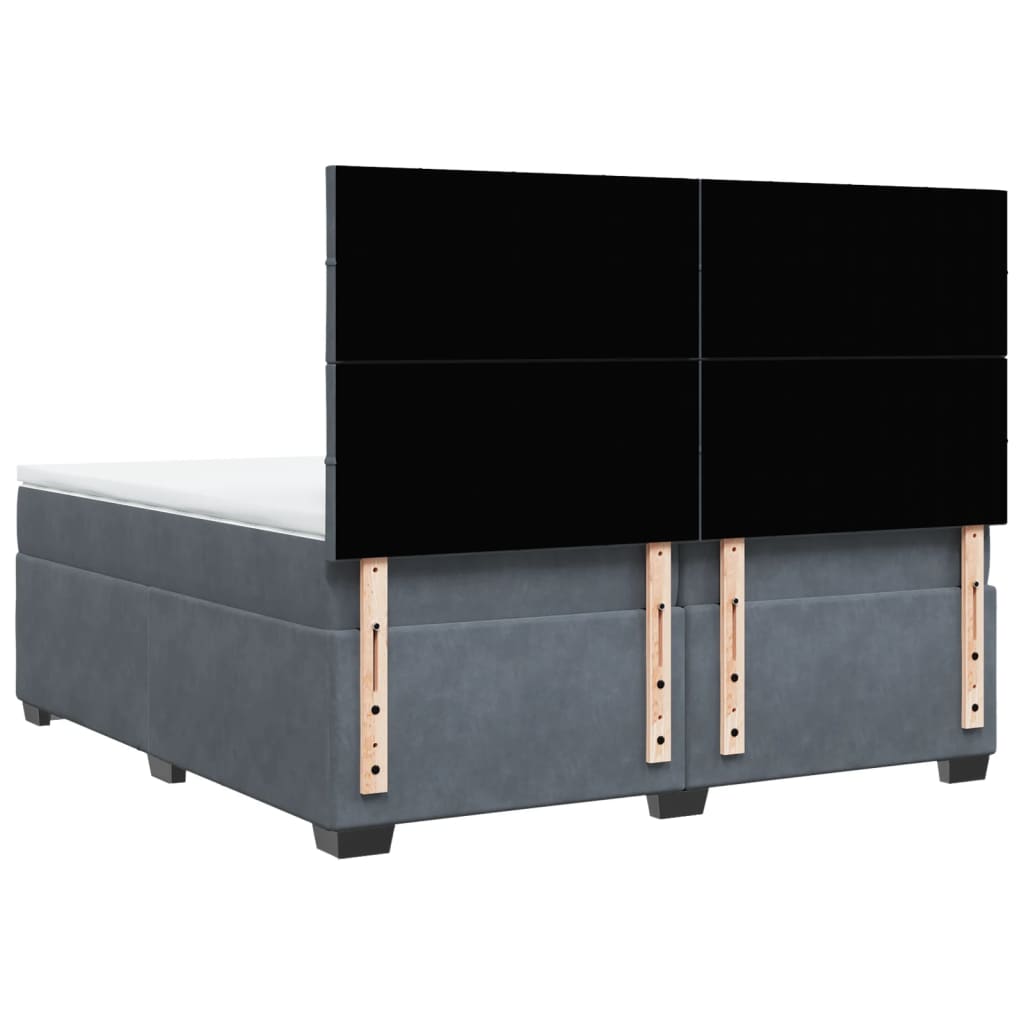 Boxspring met matras fluweel donkergrijs 200x200 cm