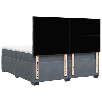 Boxspring met matras fluweel donkergrijs 200x200 cm