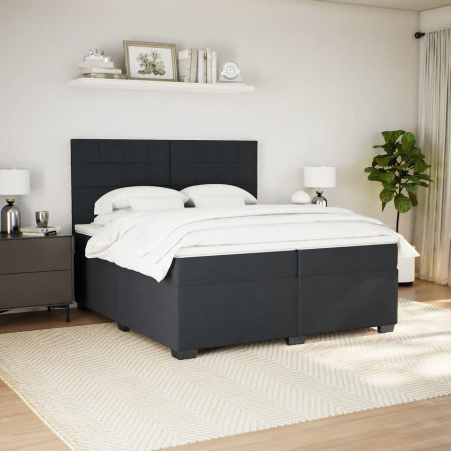 Boxspring met matras fluweel zwart 200x200 cm