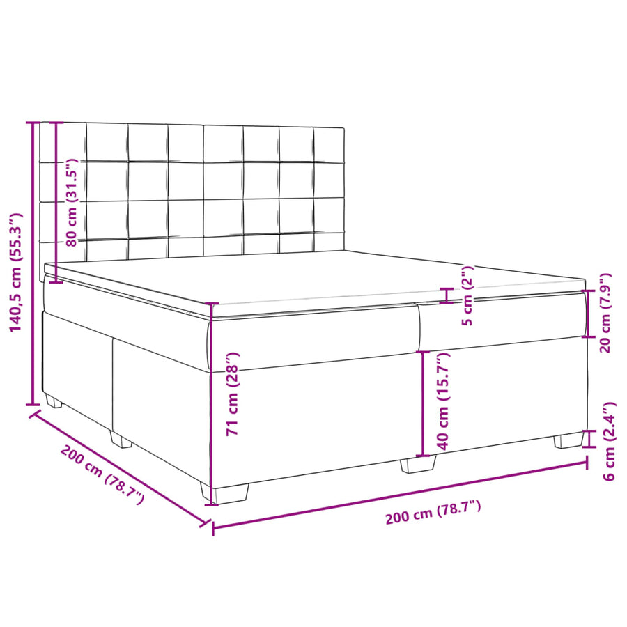 Boxspring met matras fluweel zwart 200x200 cm