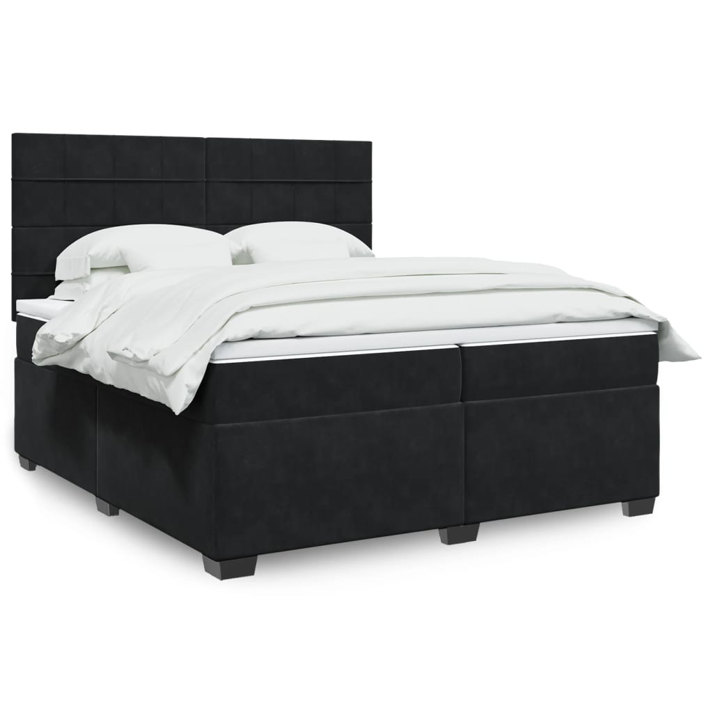 Boxspring met matras fluweel zwart 200x200 cm