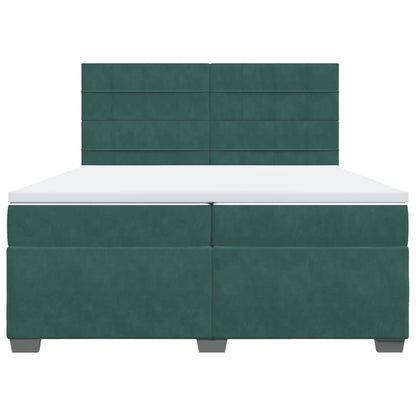 Boxspring met matras fluweel donkergroen 200x200 cm