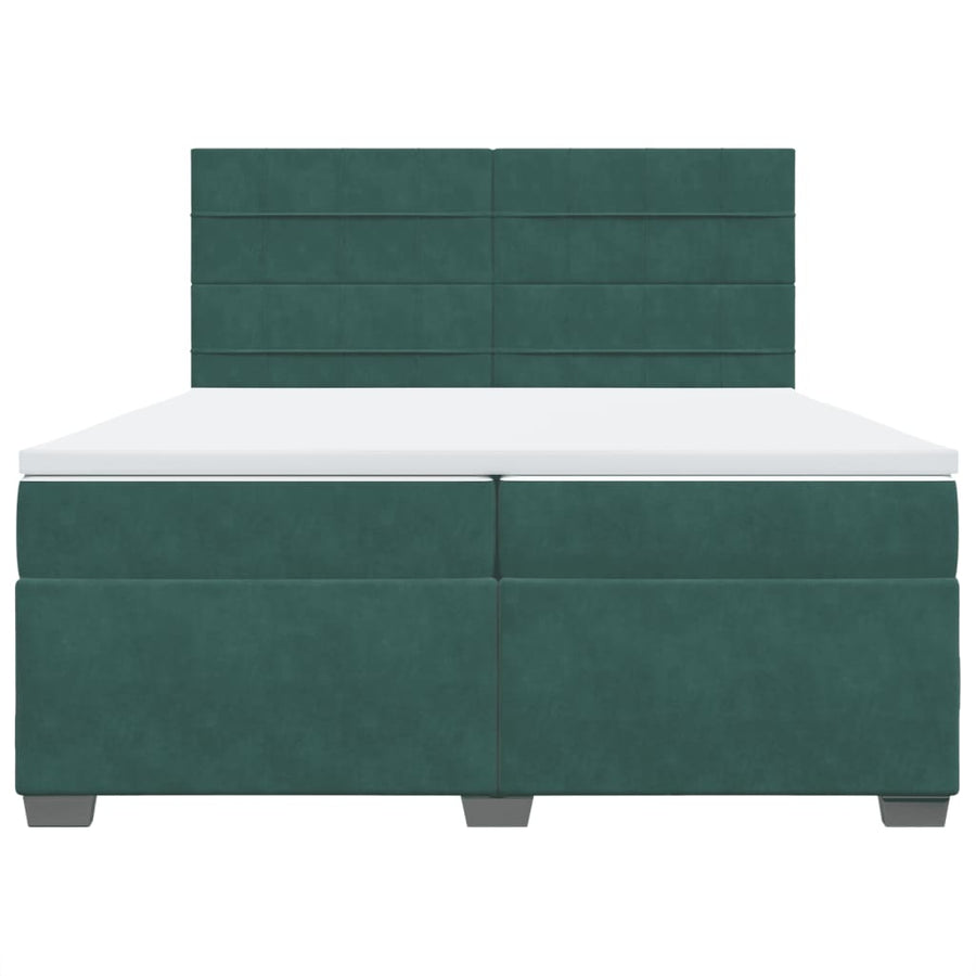 Boxspring met matras fluweel donkergroen 200x200 cm