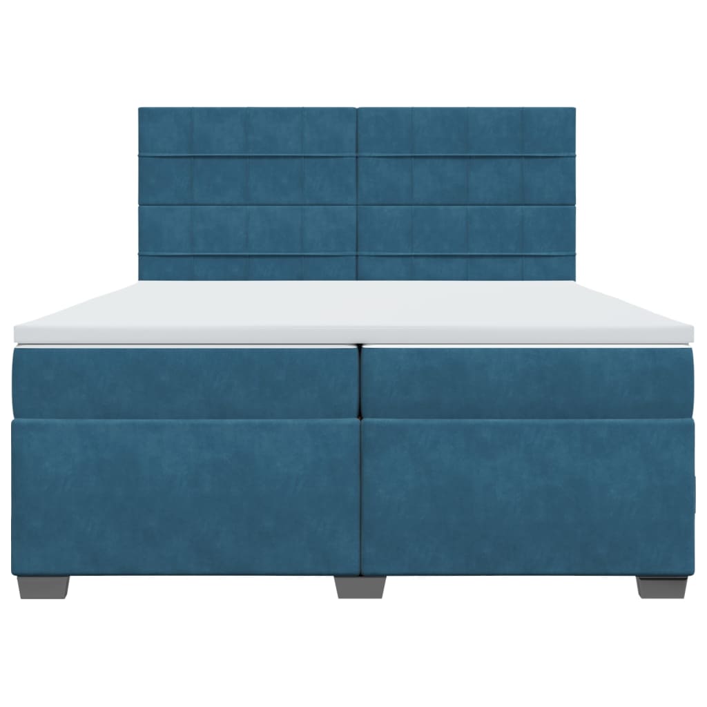 Boxspring met matras fluweel blauw 200x200 cm
