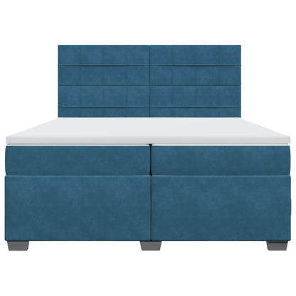 Boxspring met matras fluweel blauw 200x200 cm