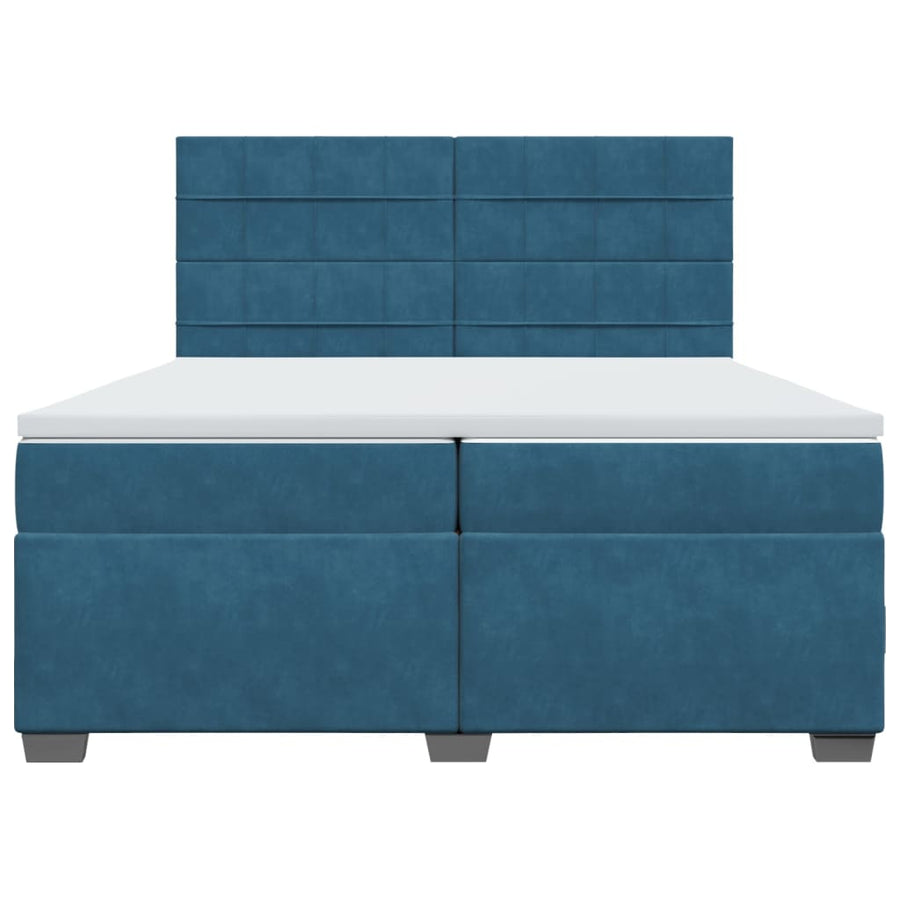 Boxspring met matras fluweel blauw 200x200 cm