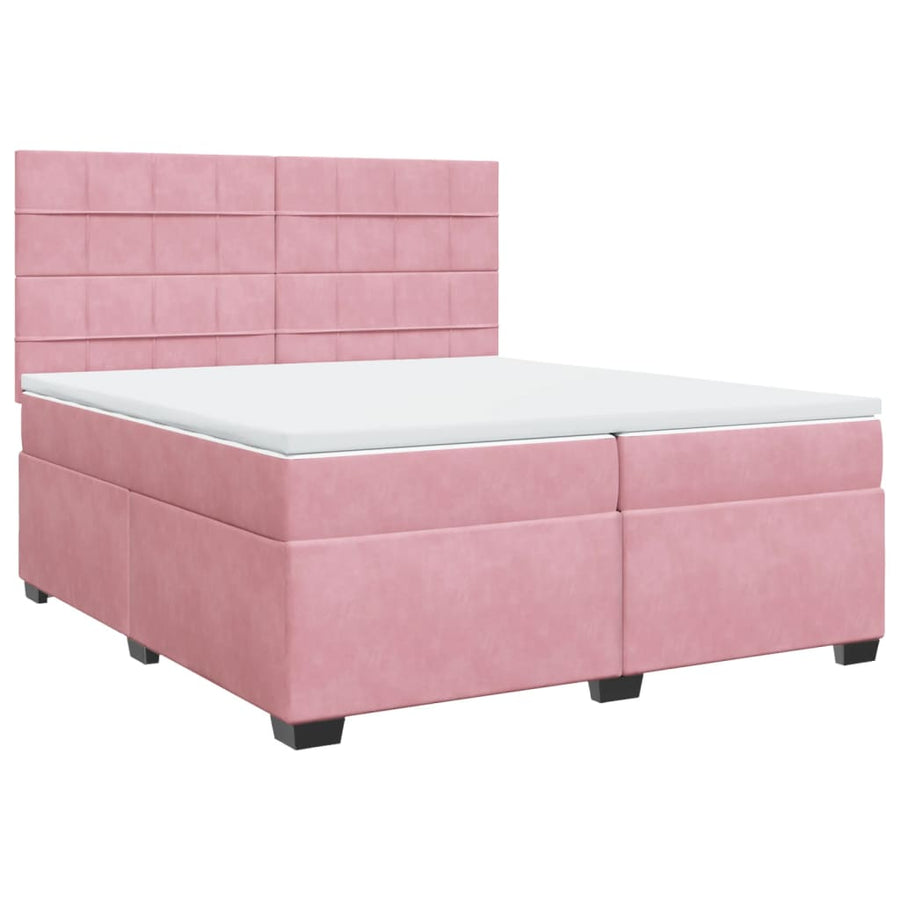 Boxspring met matras fluweel roze 200x200 cm