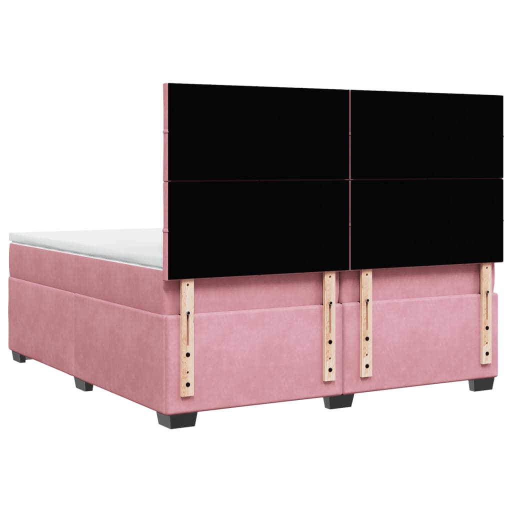 Boxspring met matras fluweel roze 200x200 cm