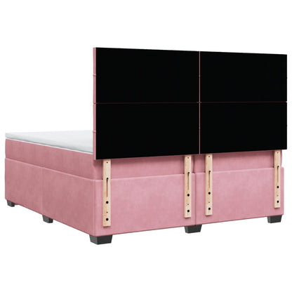 Boxspring met matras fluweel roze 200x200 cm