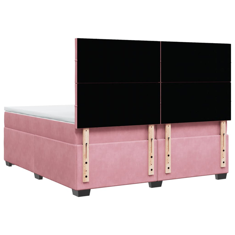 Boxspring met matras fluweel roze 200x200 cm