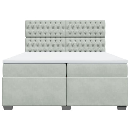 Boxspring met matras fluweel lichtgrijs 200x200 cm