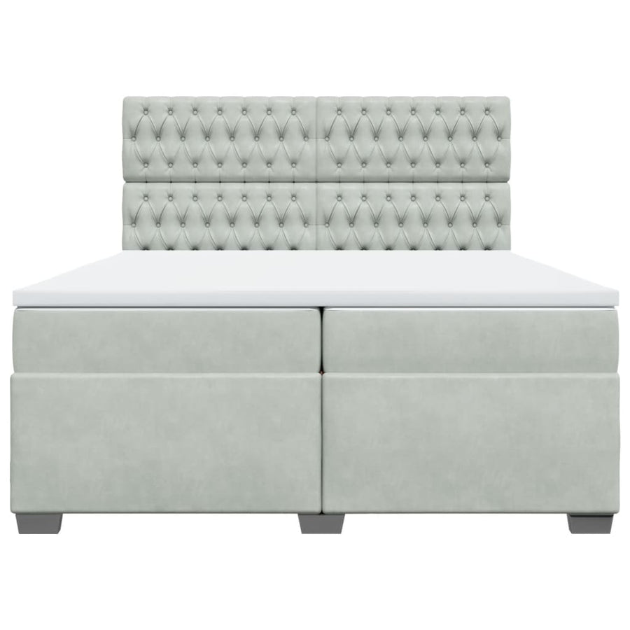 Boxspring met matras fluweel lichtgrijs 200x200 cm