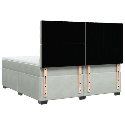 Boxspring met matras fluweel lichtgrijs 200x200 cm