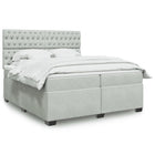 Box spring with velvet mattress light grey 200x200 cm