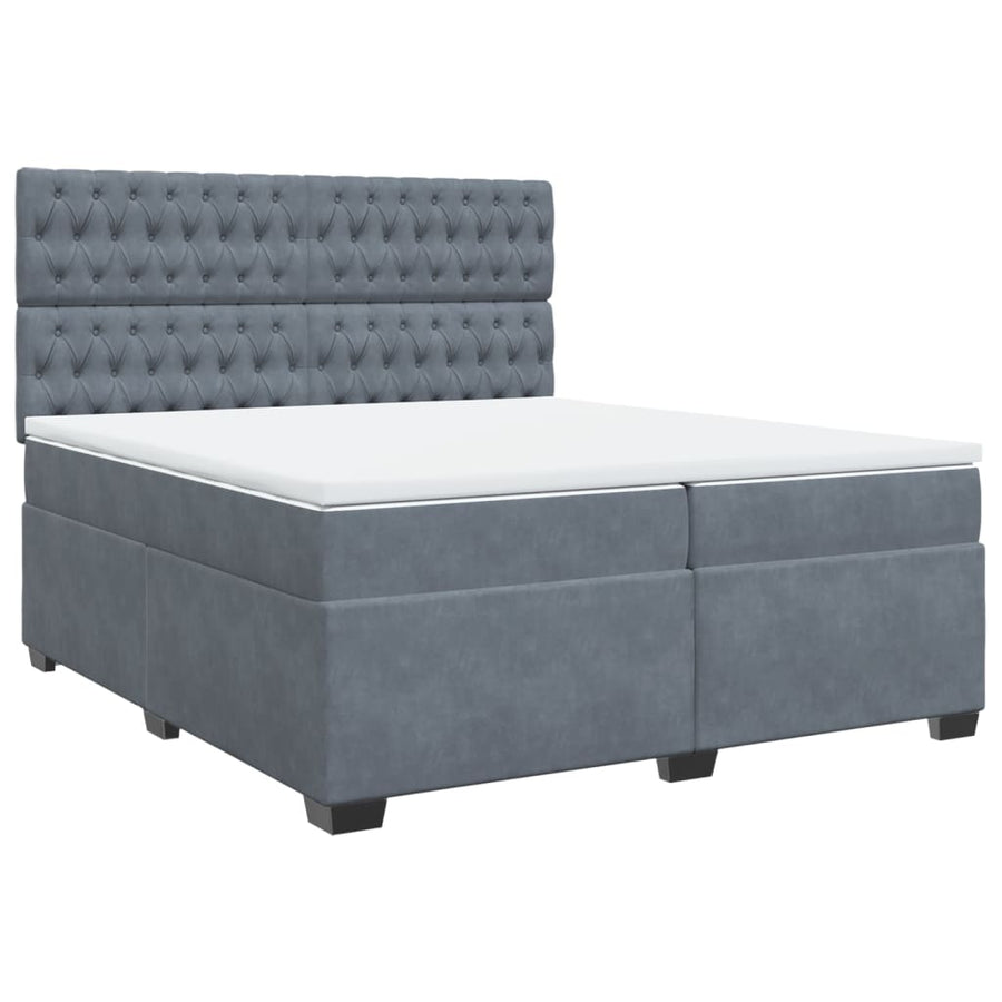 Boxspring met matras fluweel donkergrijs 200x200 cm