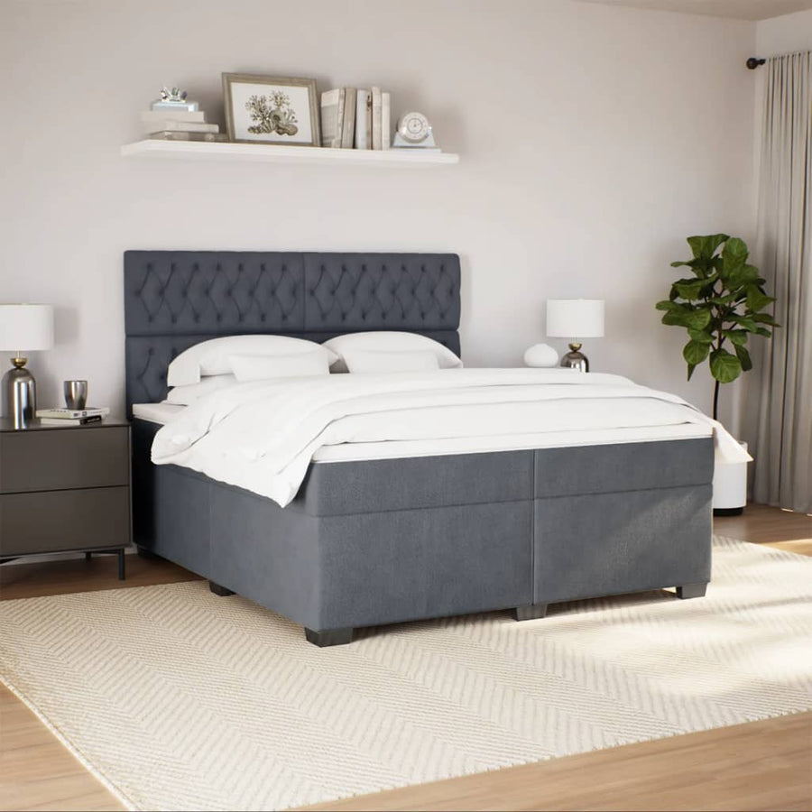 Boxspring met matras fluweel donkergrijs 200x200 cm