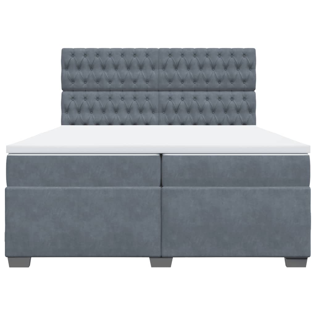 Boxspring met matras fluweel donkergrijs 200x200 cm
