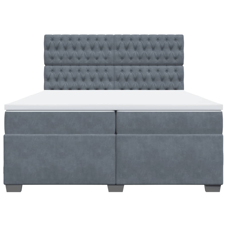Boxspring met matras fluweel donkergrijs 200x200 cm