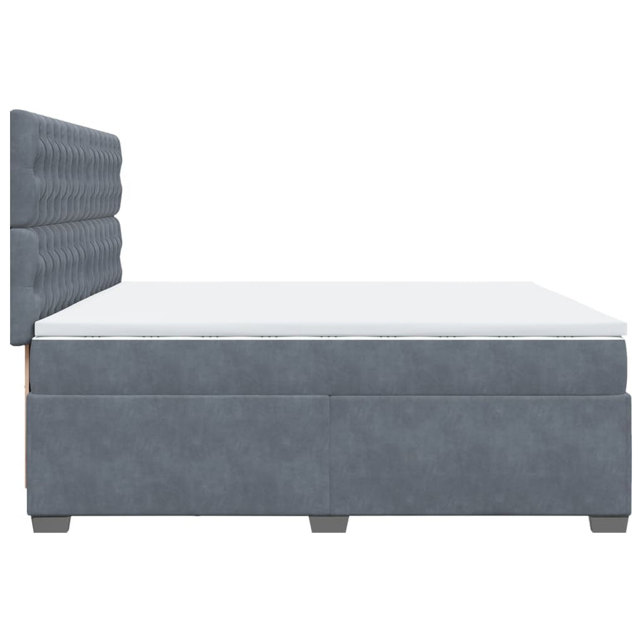 Boxspring met matras fluweel donkergrijs 200x200 cm