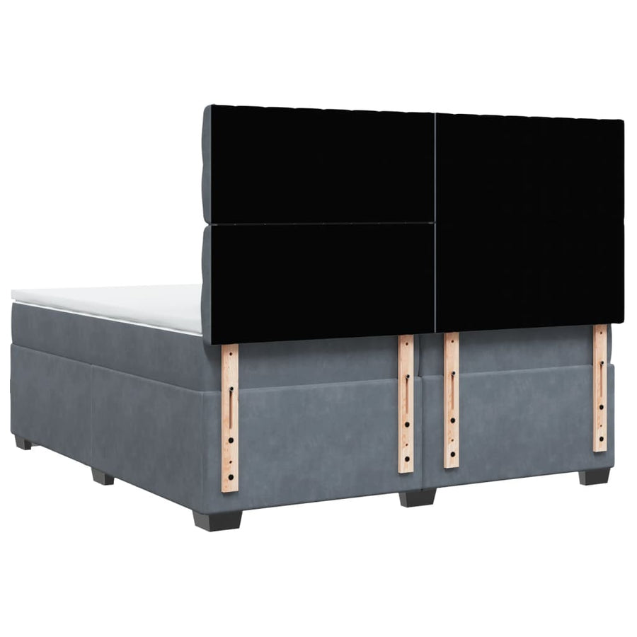 Boxspring met matras fluweel donkergrijs 200x200 cm