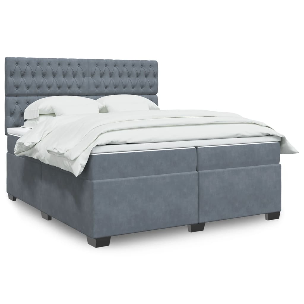 Boxspring met matras fluweel donkergrijs 200x200 cm