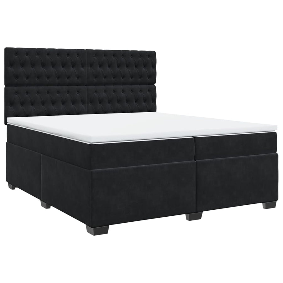 Boxspring met matras fluweel zwart 200x200 cm