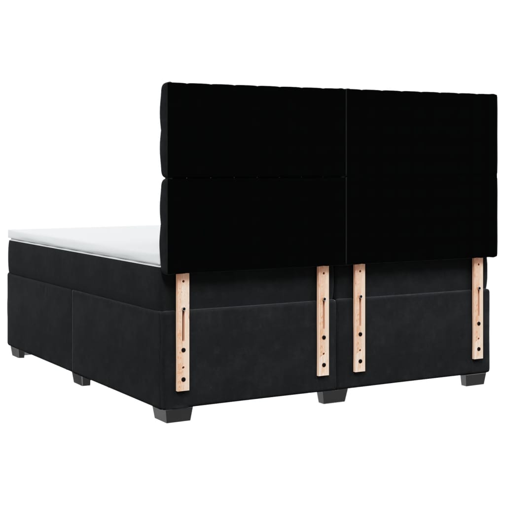 Boxspring met matras fluweel zwart 200x200 cm