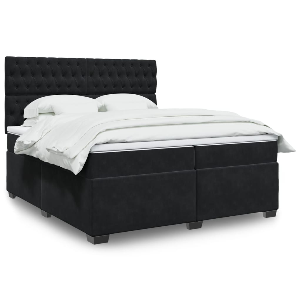 Boxspring met matras fluweel zwart 200x200 cm