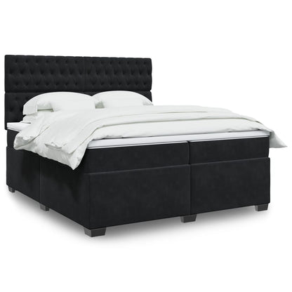 Boxspring met matras fluweel zwart 200x200 cm