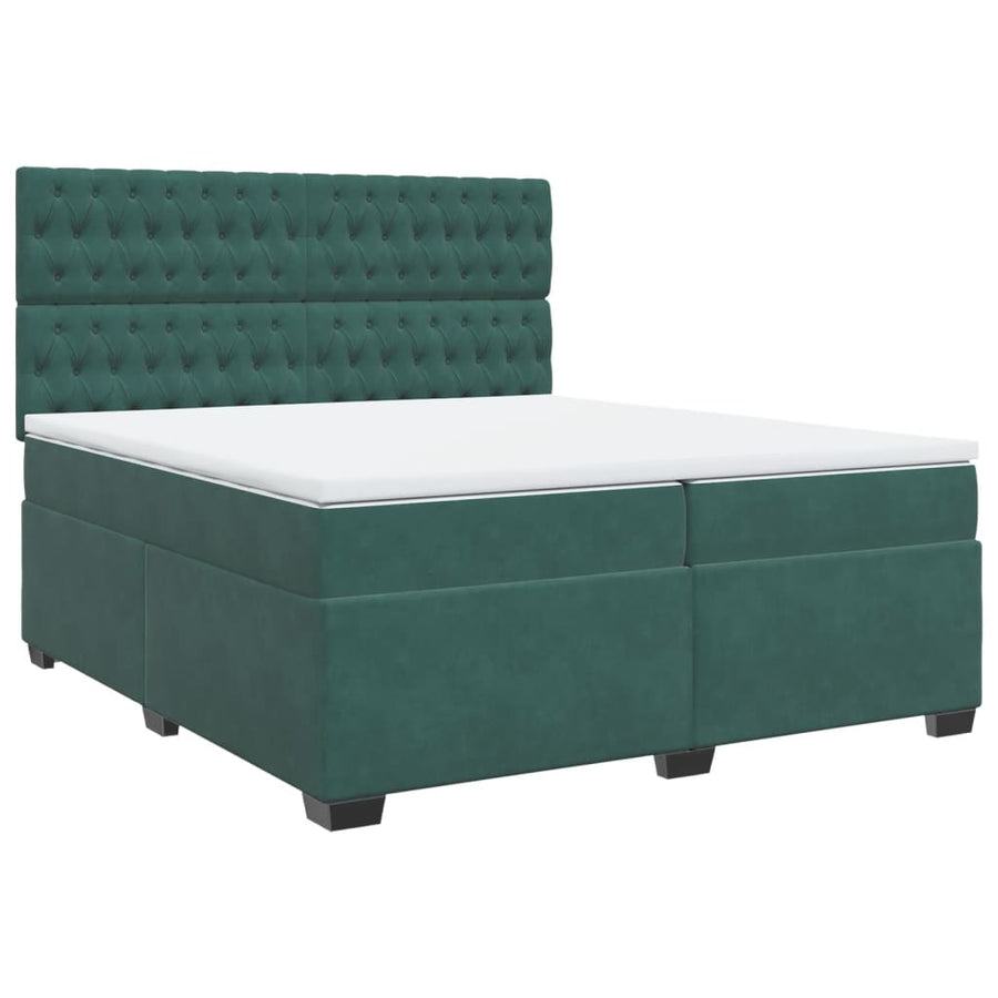 Boxspring met matras fluweel donkergroen 200x200 cm