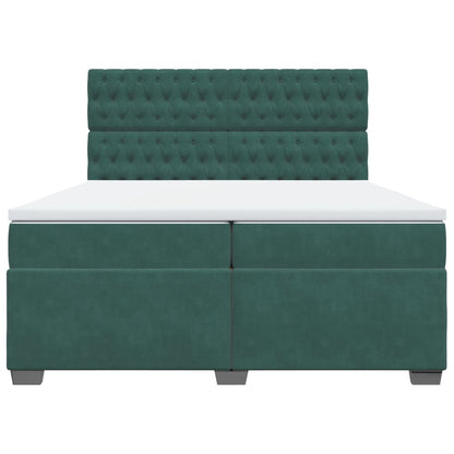 Boxspring met matras fluweel donkergroen 200x200 cm