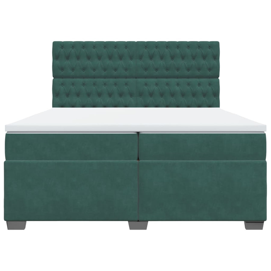 Boxspring met matras fluweel donkergroen 200x200 cm
