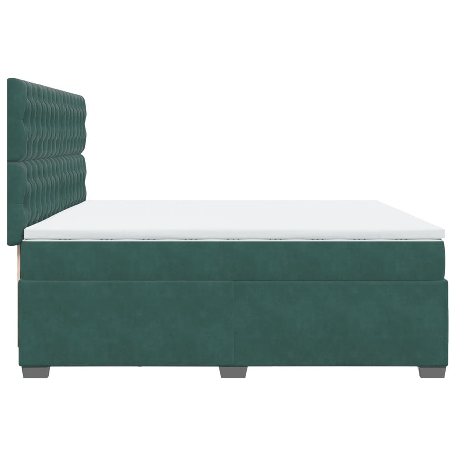 Boxspring met matras fluweel donkergroen 200x200 cm