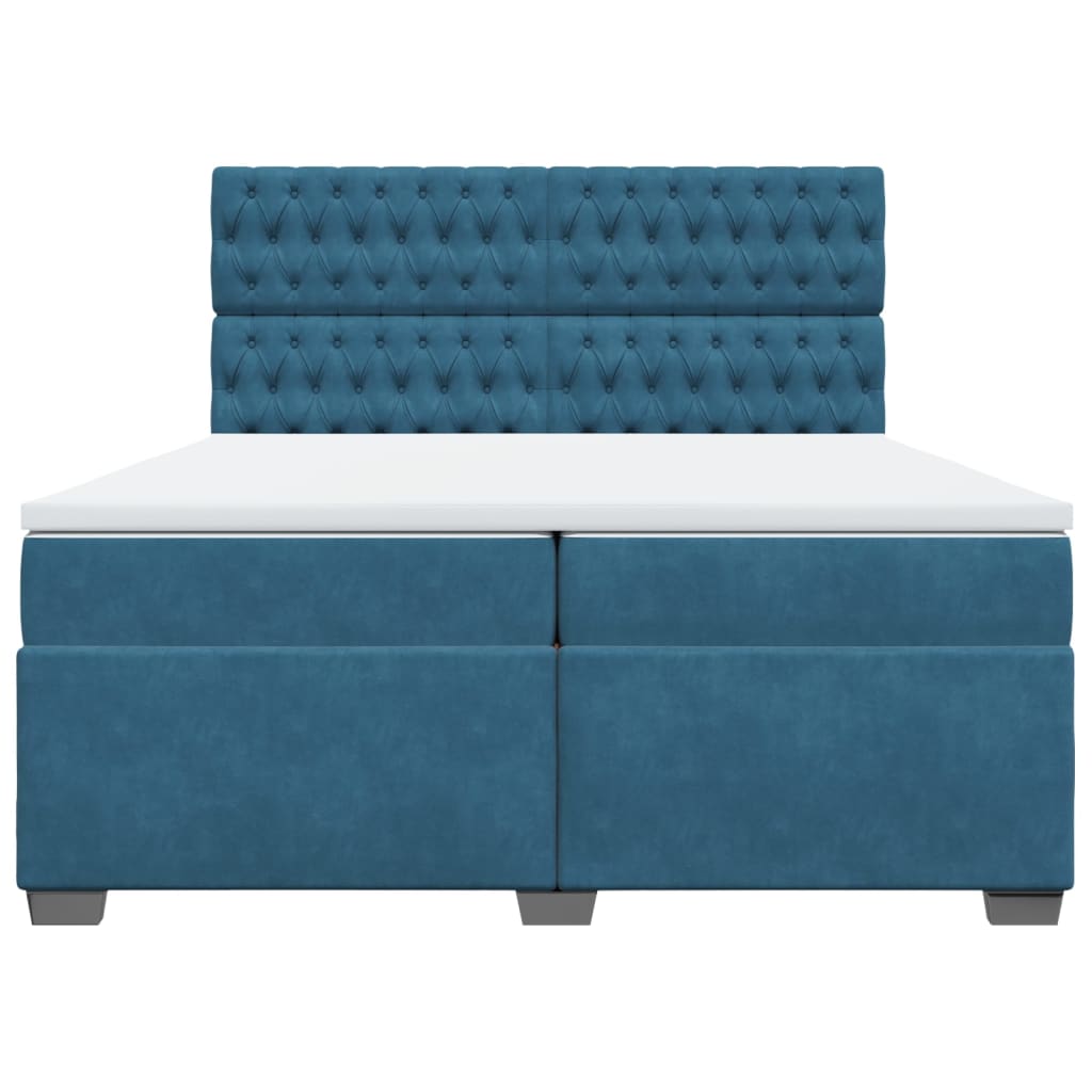 Boxspring met matras fluweel blauw 200x200 cm