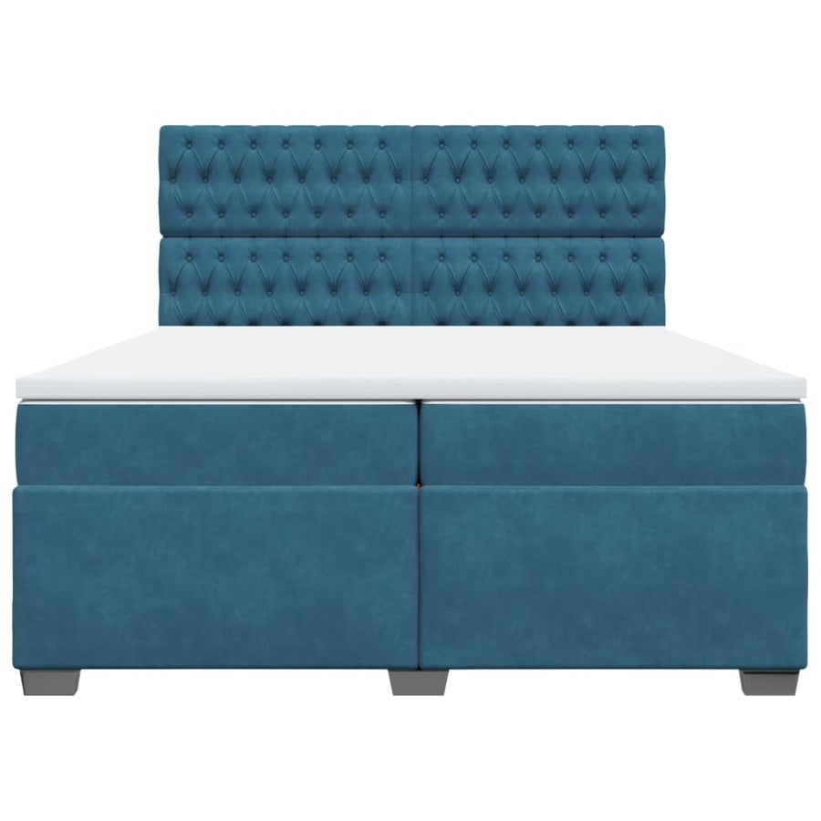 Boxspring met matras fluweel blauw 200x200 cm