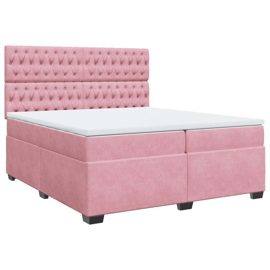 Boxspring met matras fluweel roze 200x200 cm