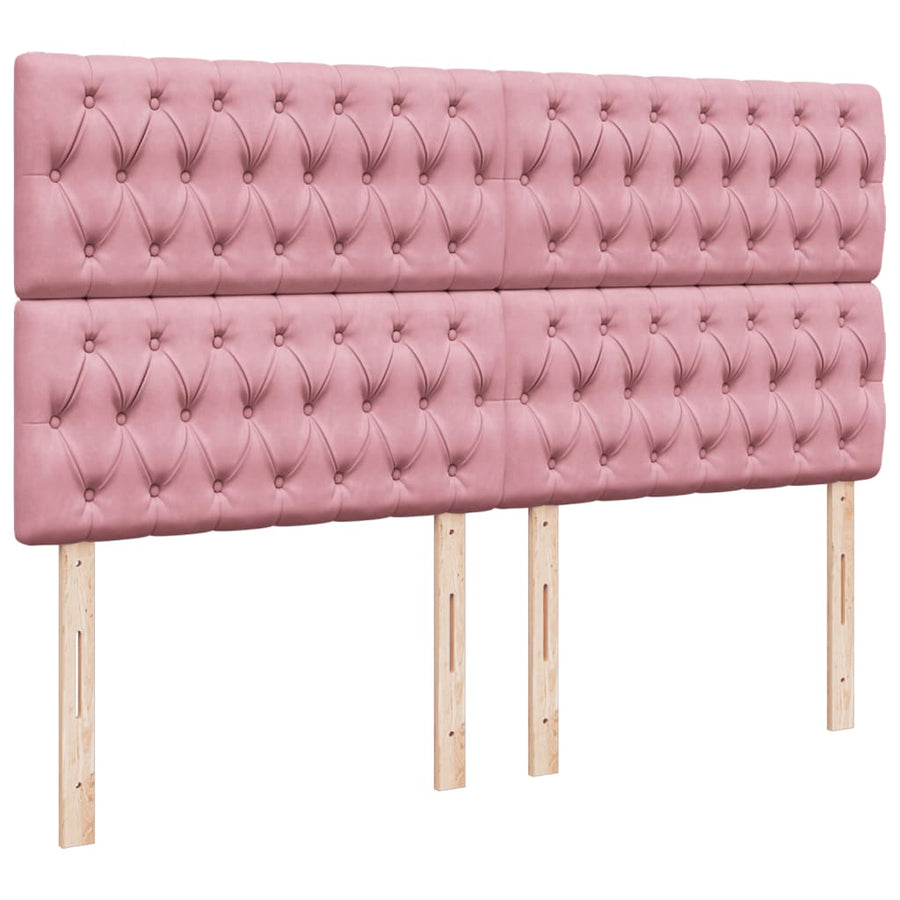 Boxspring met matras fluweel roze 200x200 cm