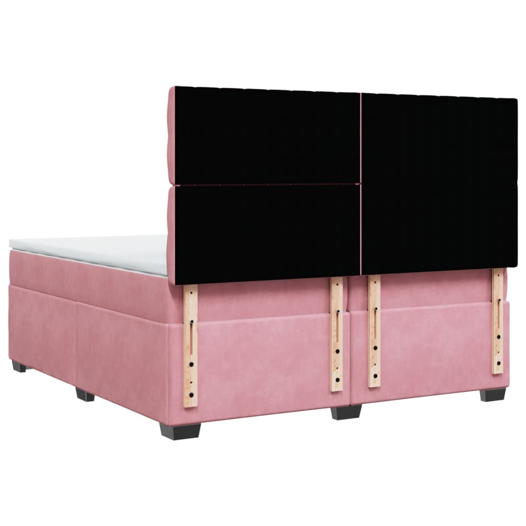 Boxspring met matras fluweel roze 200x200 cm