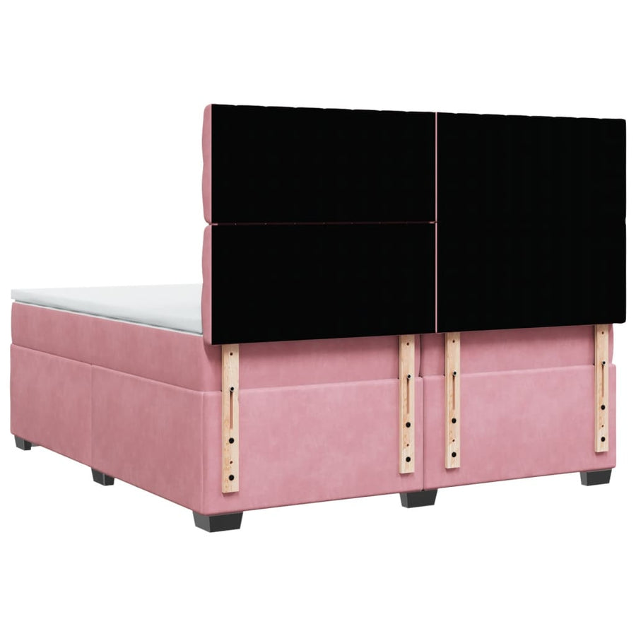 Boxspring met matras fluweel roze 200x200 cm