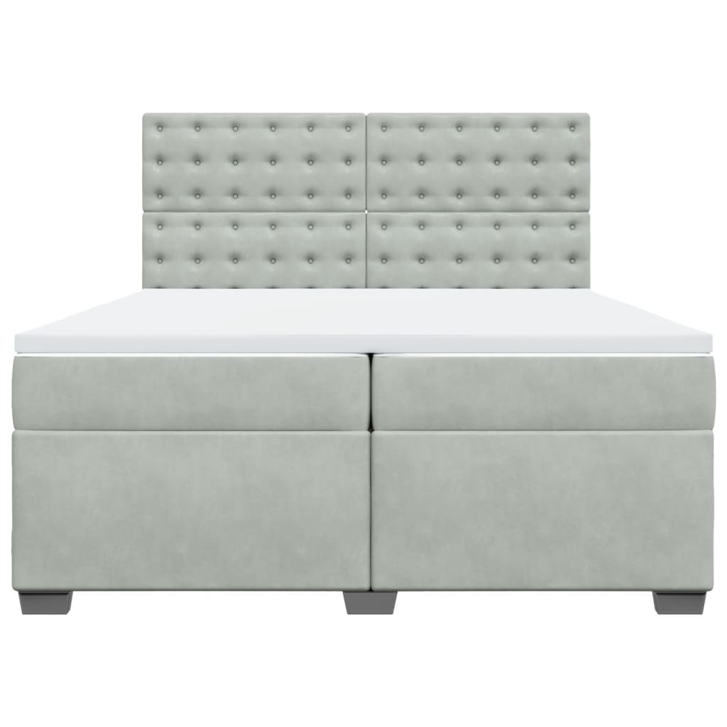 Boxspring met matras fluweel lichtgrijs 200x200 cm