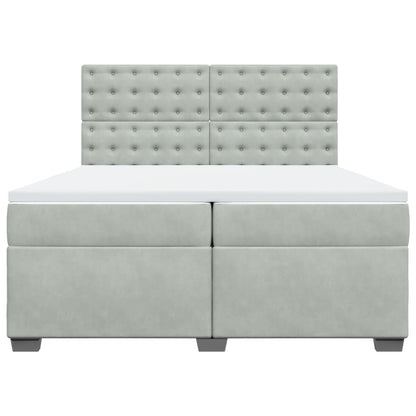 Boxspring met matras fluweel lichtgrijs 200x200 cm
