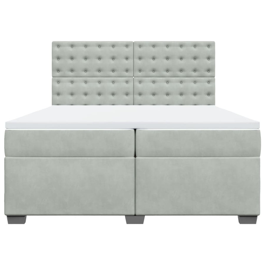Boxspring met matras fluweel lichtgrijs 200x200 cm